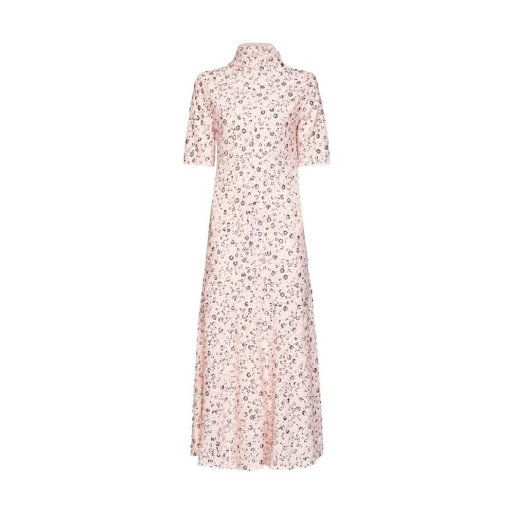 Rabanne Women Pink All-Over Floral Embroidery Midi Dress